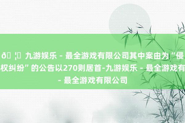 🦄九游娱乐 - 最全游戏有限公司其中案由为“侵害商标权纠纷”的公告以270则居首-九游娱乐 - 最全游戏有限公司